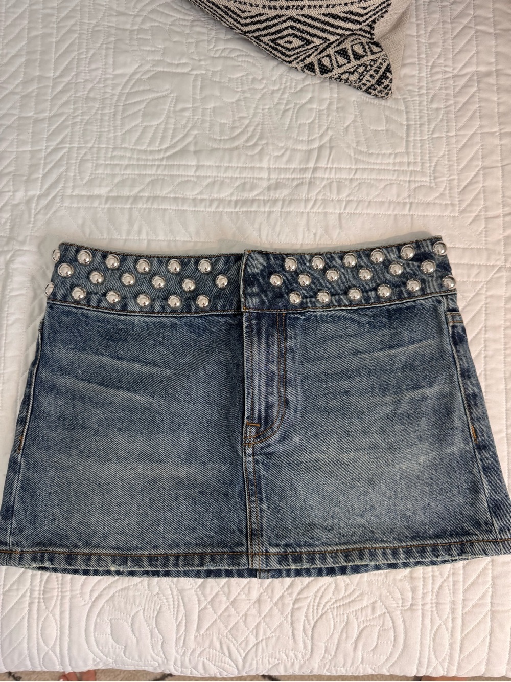 GRLFRND Studded Denim Mini Skirt